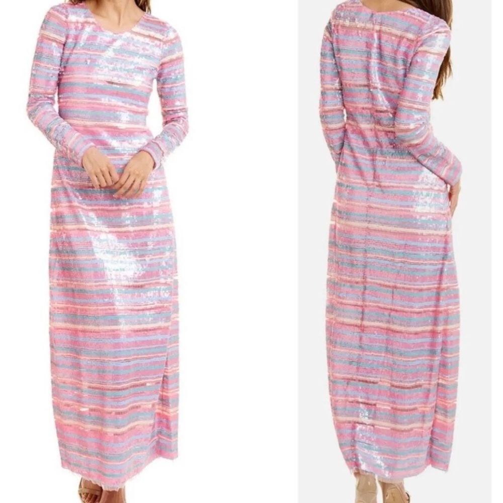 NWT LoveShackFancy Avalyn Sequin Long Sleeve Maxi Gown